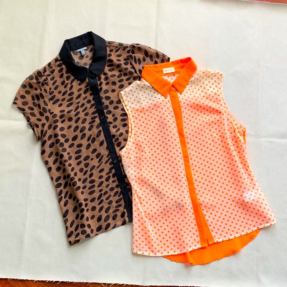 Cute Collared Button Up Print Top Bundle - image 1